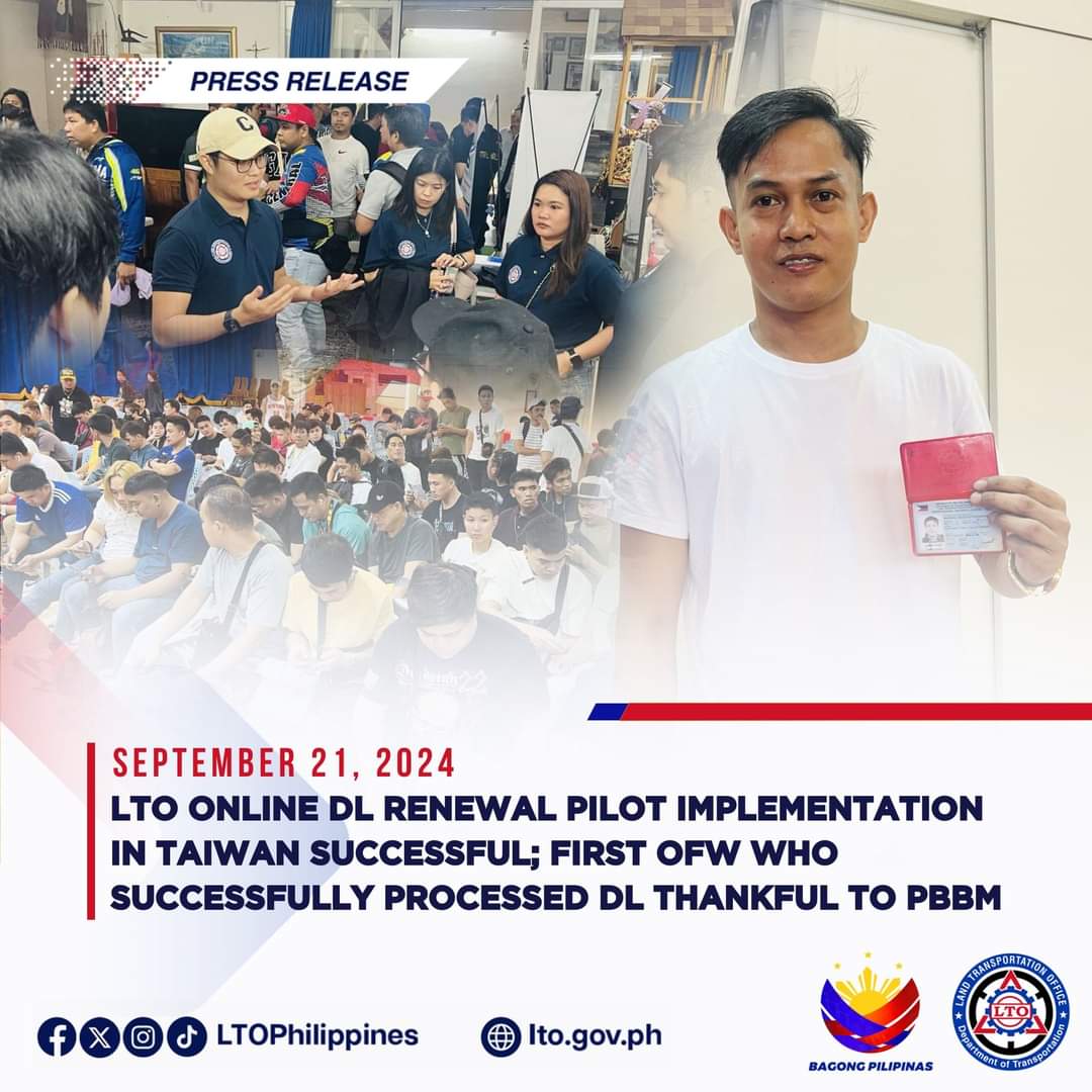 LTO Launches Online Driver’s License Renewal for OFWs in Taiwan